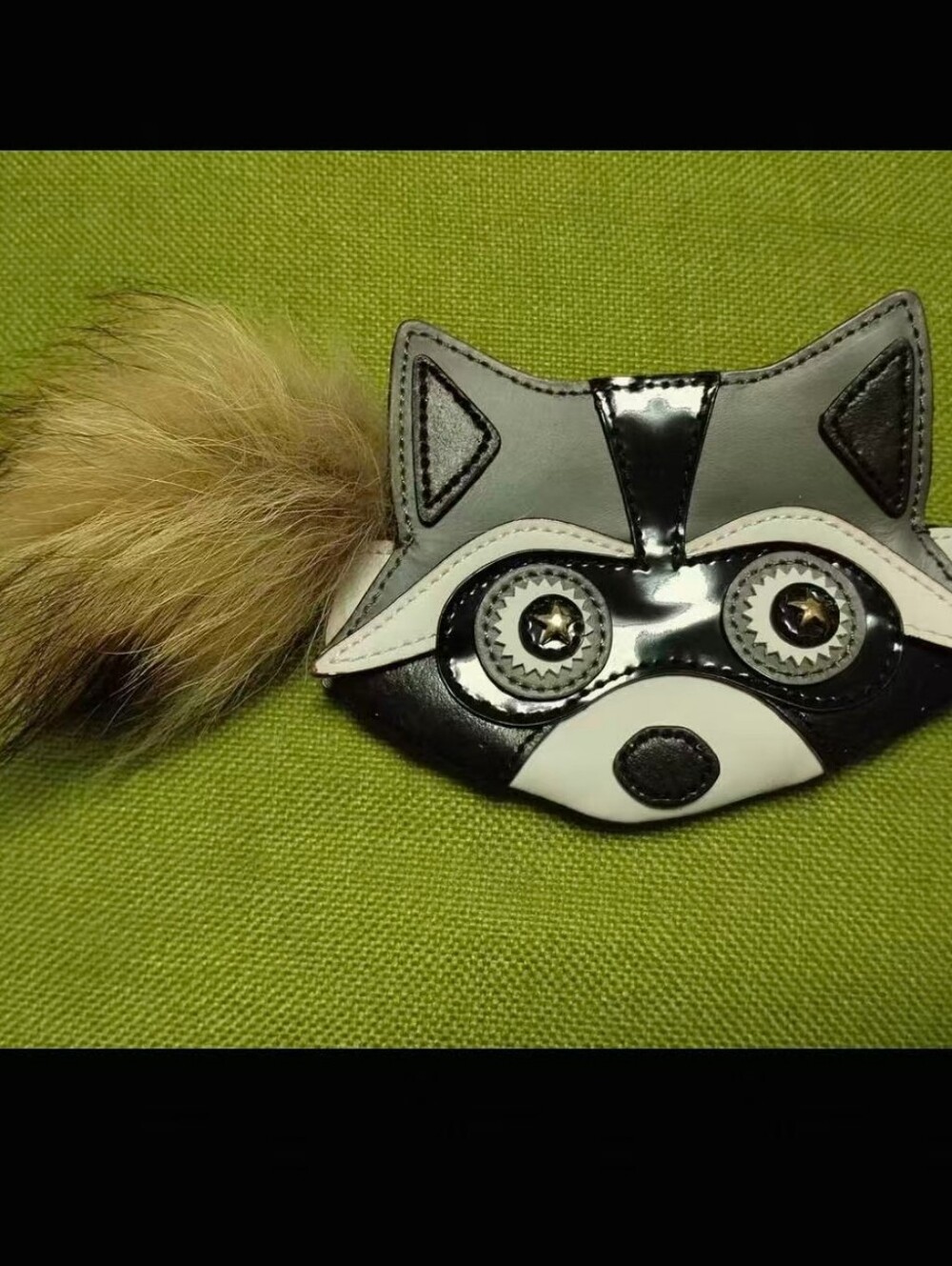 Kate Spade Night Creatures Raccoon Coin Purse Leather Novelty Fur Zipper Pull